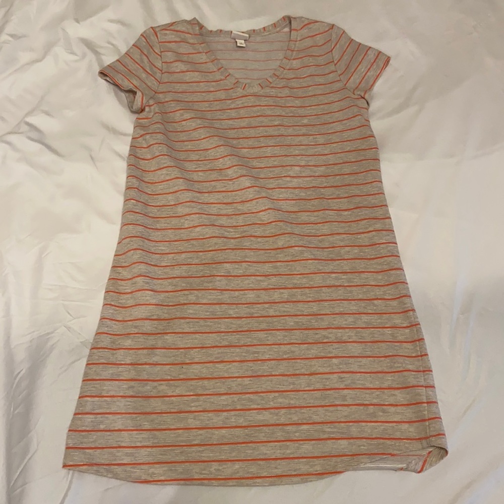Gray and Orange Striped Ribbed Dress